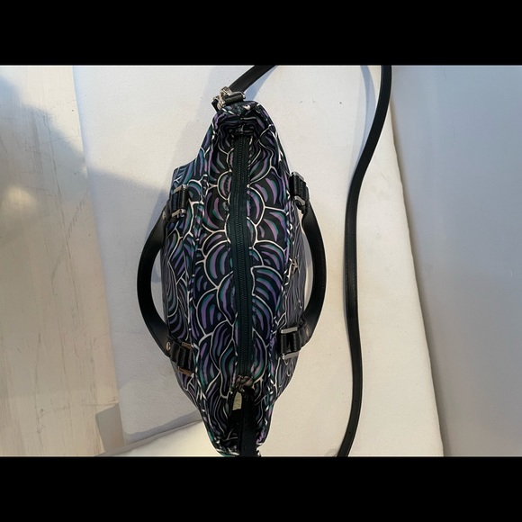 Rare Kate Spade Green & Purple on Black Satchel - Picture 11 of 12